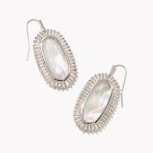 Kendra Scott Baguette Elle Silver Drop Earrings in Ivory Mix